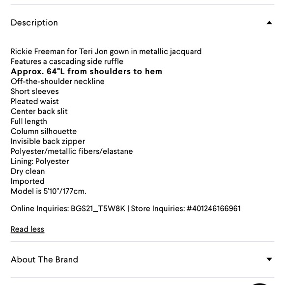 NWT Rickie Freeman Teri Jon black green pewter jacquard off shoulder formal gown - Picture 12 of 12